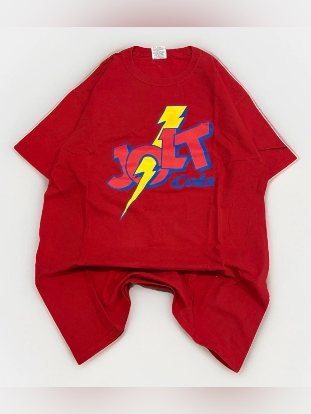 Vintage Jolt Cola T-shirt Size Medium Fruit Of The Loom Tag Red 90s Soda Pop Tee